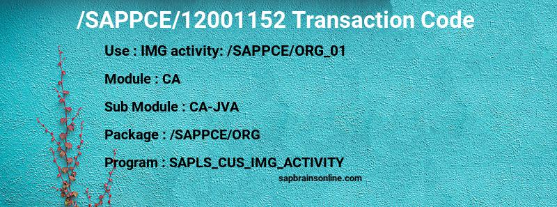 SAP /SAPPCE/12001152 transaction code