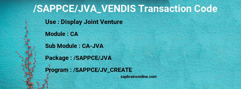 SAP /SAPPCE/JVA_VENDIS transaction code