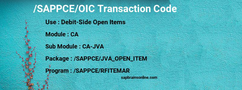 SAP /SAPPCE/OIC transaction code