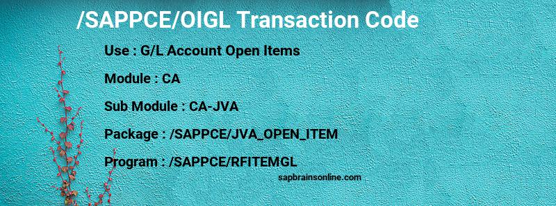 SAP /SAPPCE/OIGL transaction code