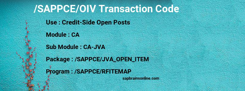 SAP /SAPPCE/OIV transaction code
