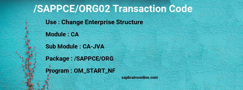 SAP /SAPPCE/ORG02 transaction code