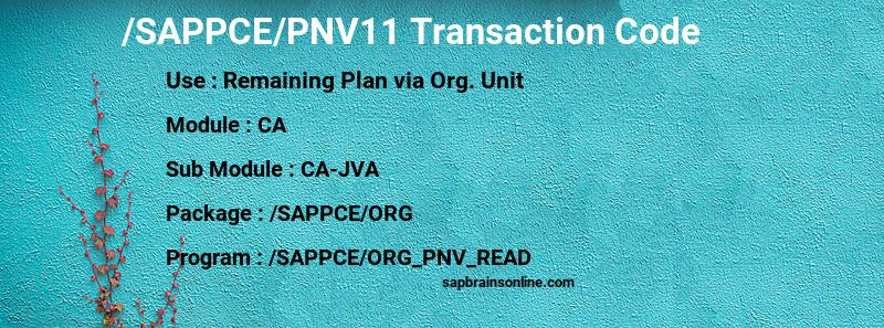 SAP /SAPPCE/PNV11 transaction code