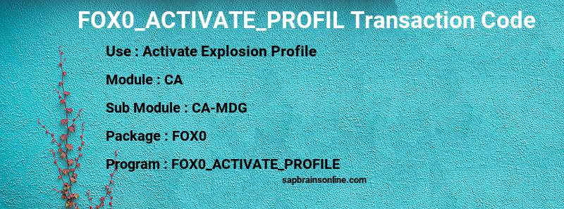 SAP FOX0_ACTIVATE_PROFIL transaction code