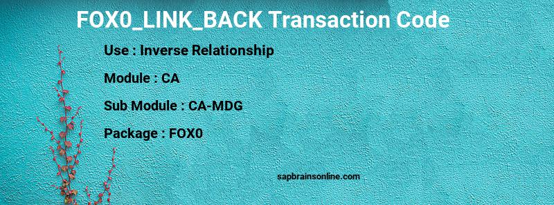 SAP FOX0_LINK_BACK transaction code