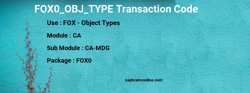 SAP FOX0_OBJ_TYPE transaction code