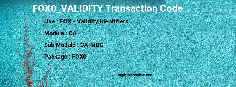 SAP FOX0_VALIDITY transaction code