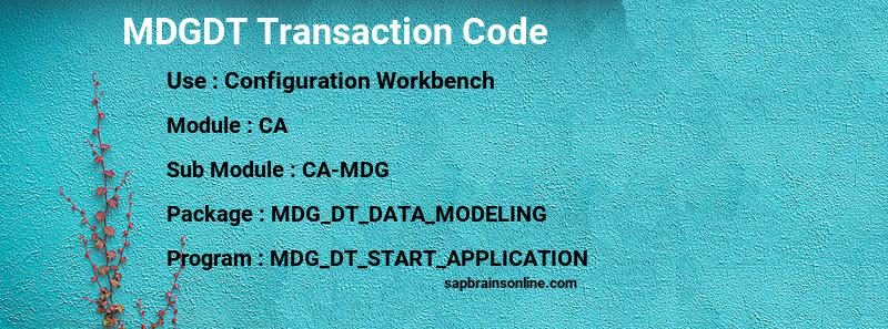 SAP MDGDT transaction code