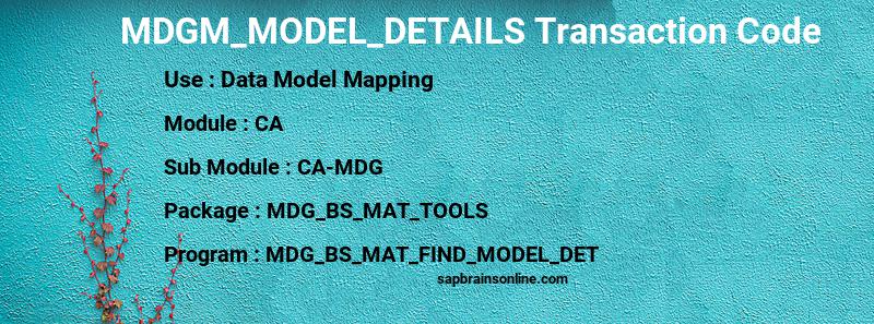 SAP MDGM_MODEL_DETAILS transaction code