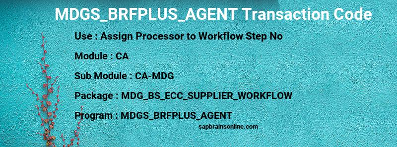 SAP MDGS_BRFPLUS_AGENT transaction code