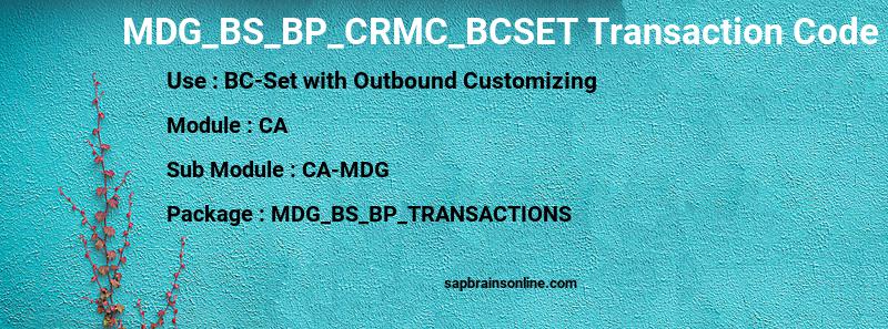 SAP MDG_BS_BP_CRMC_BCSET transaction code