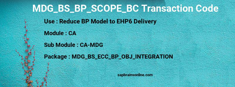 SAP MDG_BS_BP_SCOPE_BC transaction code