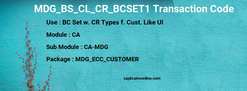 SAP MDG_BS_CL_CR_BCSET1 transaction code