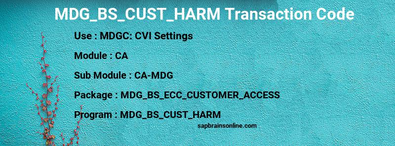 SAP MDG_BS_CUST_HARM transaction code