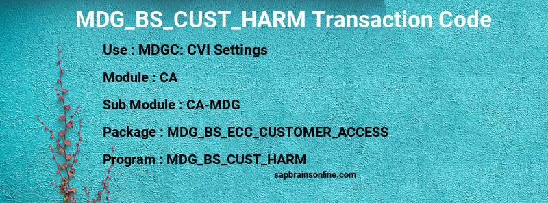 SAP MDG_BS_CUST_HARM transaction code