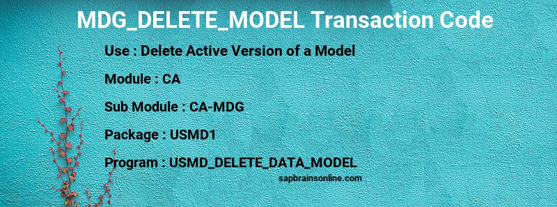 SAP MDG_DELETE_MODEL transaction code
