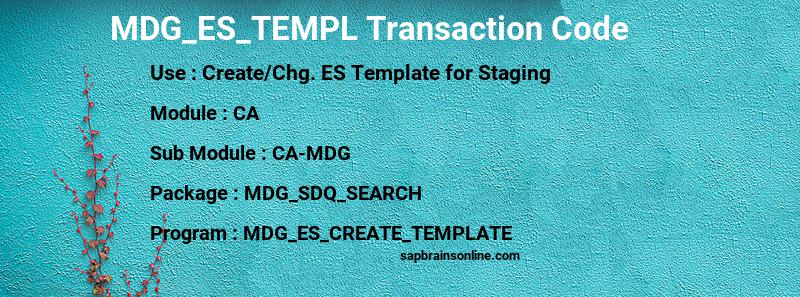 SAP MDG_ES_TEMPL transaction code