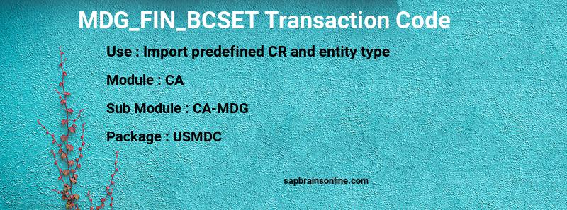 SAP MDG_FIN_BCSET transaction code