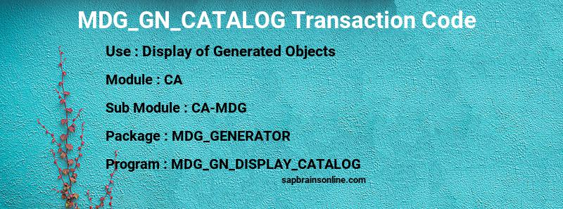 SAP MDG_GN_CATALOG transaction code