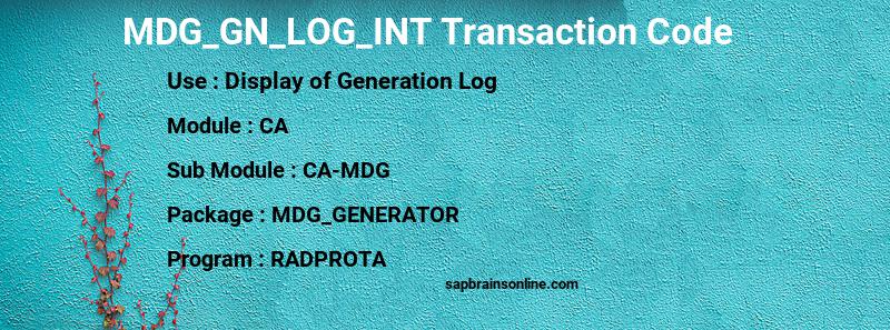SAP MDG_GN_LOG_INT transaction code