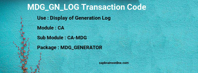 SAP MDG_GN_LOG transaction code