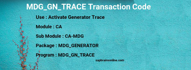 SAP MDG_GN_TRACE transaction code