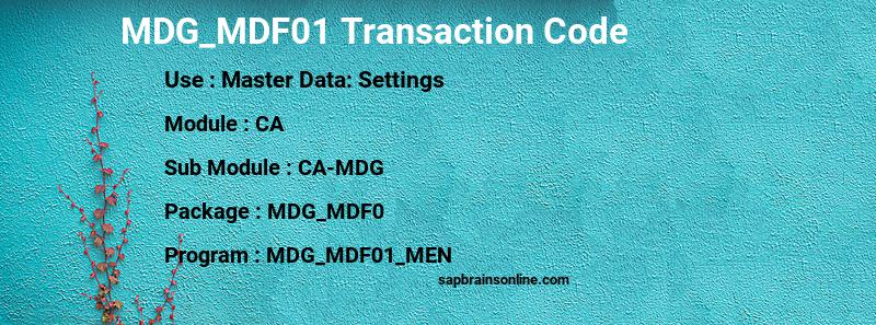 SAP MDG_MDF01 transaction code