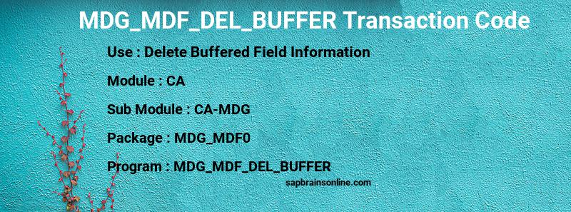 SAP MDG_MDF_DEL_BUFFER transaction code