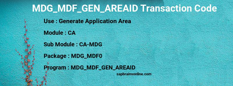 SAP MDG_MDF_GEN_AREAID transaction code
