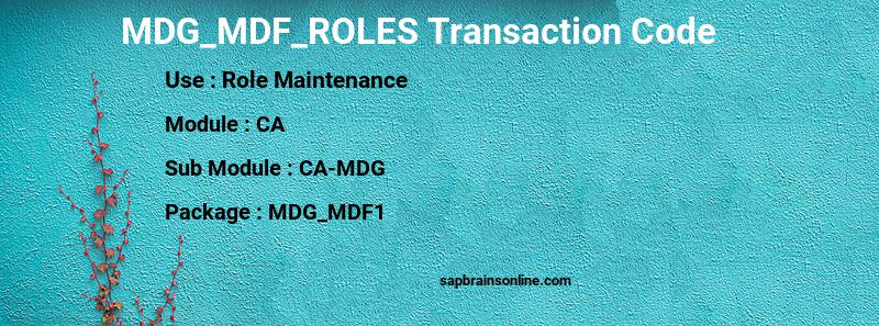 SAP MDG_MDF_ROLES transaction code