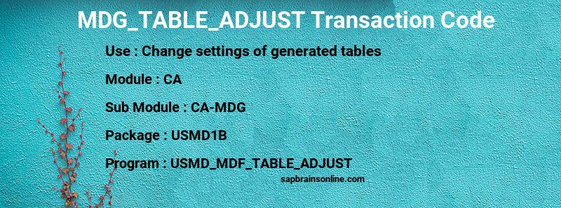 SAP MDG_TABLE_ADJUST transaction code