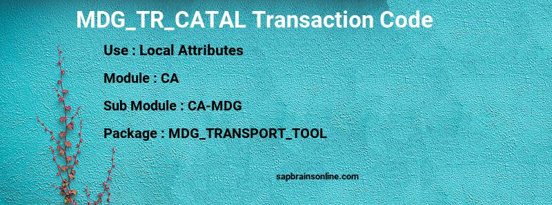 SAP MDG_TR_CATAL transaction code