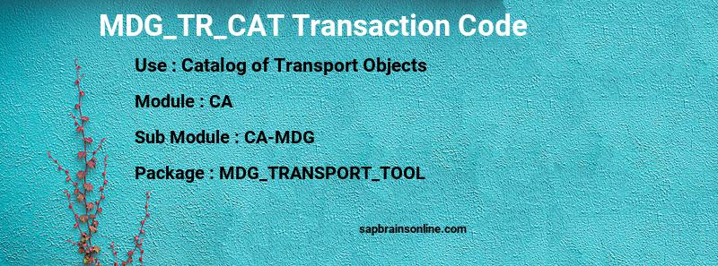 SAP MDG_TR_CAT transaction code