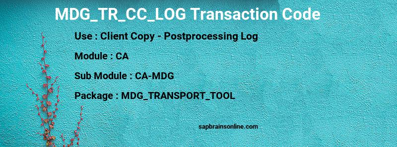 SAP MDG_TR_CC_LOG transaction code