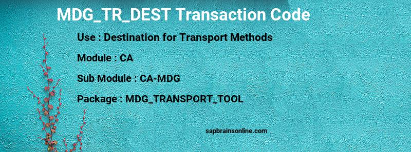 SAP MDG_TR_DEST transaction code