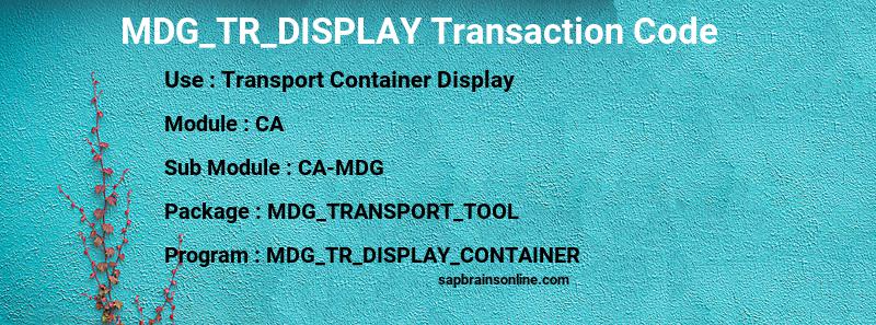 SAP MDG_TR_DISPLAY transaction code