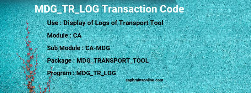SAP MDG_TR_LOG transaction code