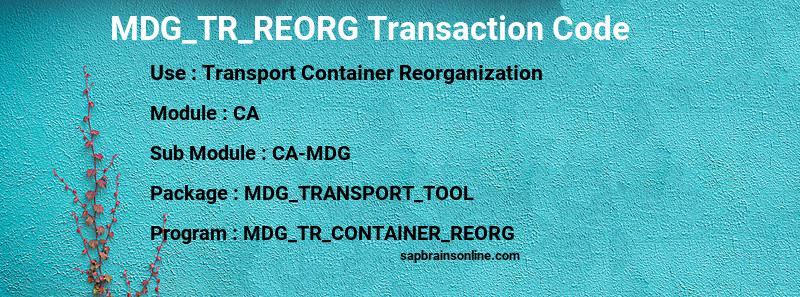 SAP MDG_TR_REORG transaction code