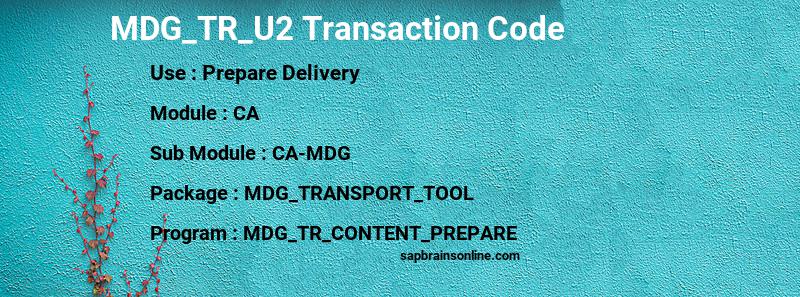SAP MDG_TR_U2 transaction code