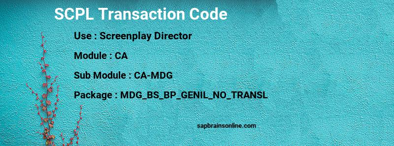 SAP SCPL transaction code