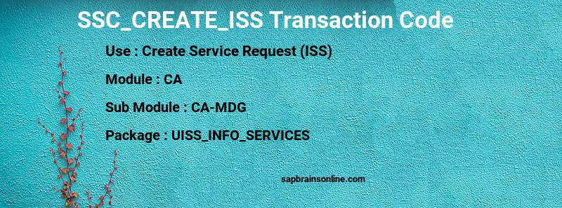 SAP SSC_CREATE_ISS transaction code