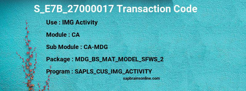 SAP S_E7B_27000017 transaction code