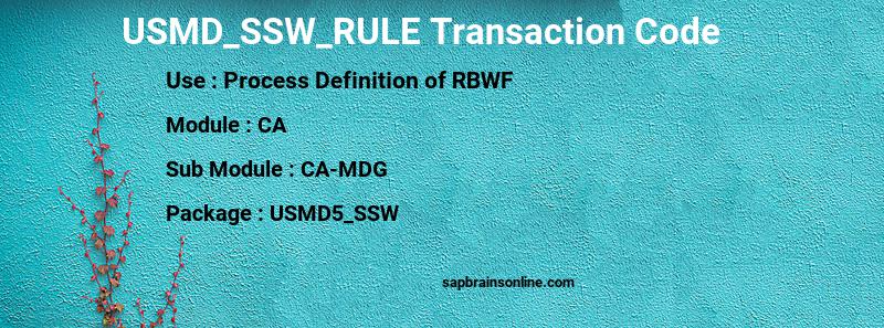 SAP USMD_SSW_RULE transaction code