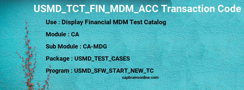 SAP USMD_TCT_FIN_MDM_ACC transaction code