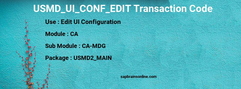 SAP USMD_UI_CONF_EDIT transaction code