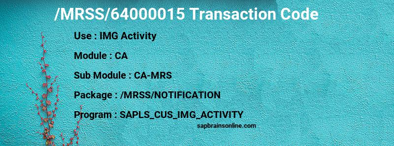 SAP /MRSS/64000015 transaction code