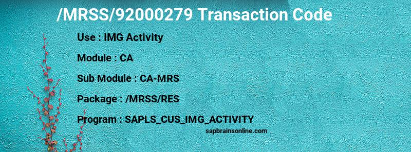 SAP /MRSS/92000279 transaction code