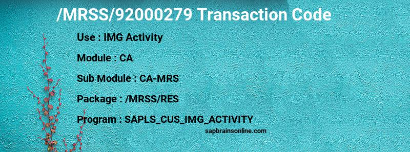 SAP /MRSS/92000279 transaction code