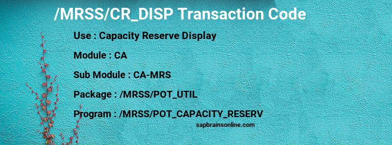 SAP /MRSS/CR_DISP transaction code
