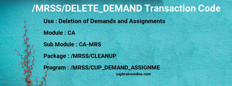 SAP /MRSS/DELETE_DEMAND transaction code